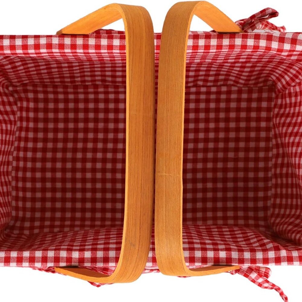 Picnic Basket, Natural Woven Basket with Double Folding Handles, Woodchip Basket - Picture 5 of 8